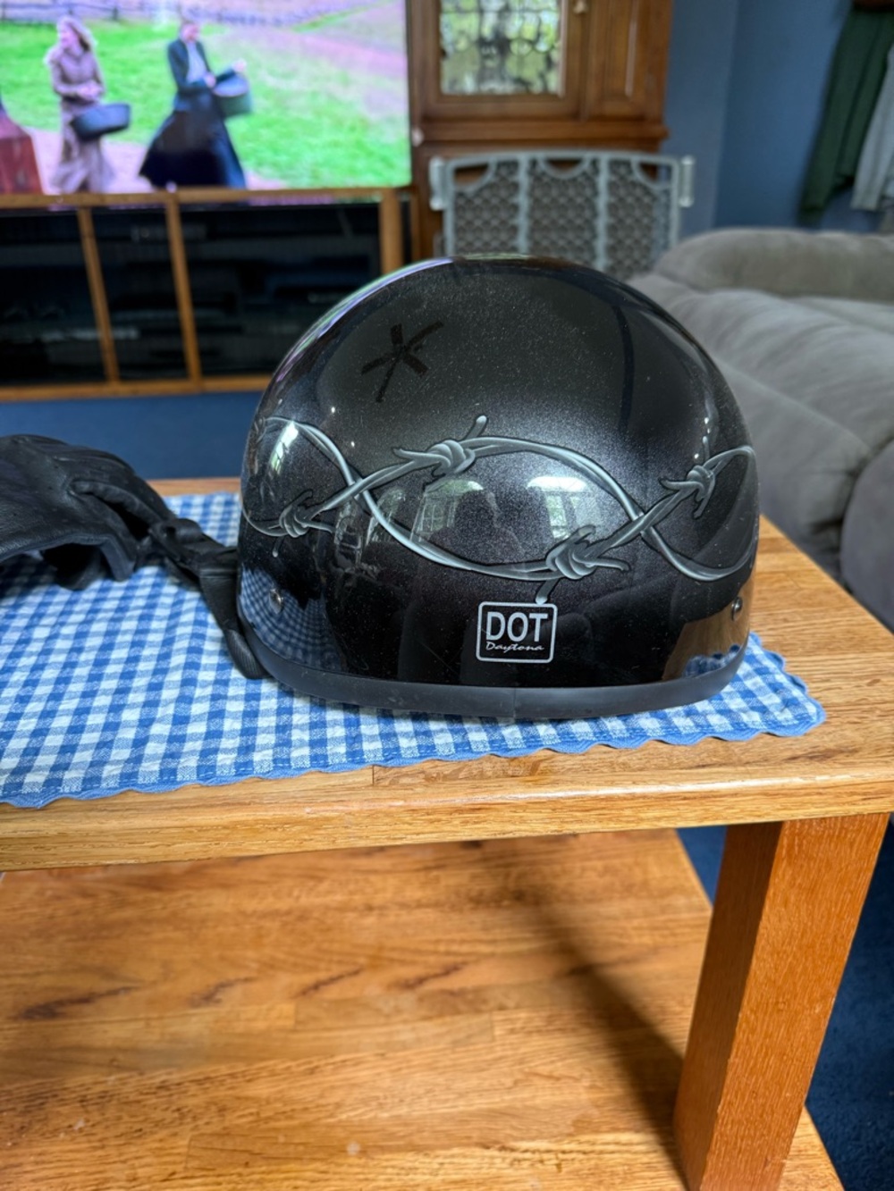 Daytona Half  bared wire Cap Motorcycle Helmet, DOT, Extra Large XL used